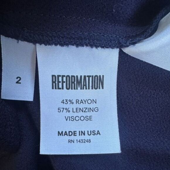 Reformation Misha Dress w/ Pockets in Blue Marine Size 2 - Picture 7 of 7